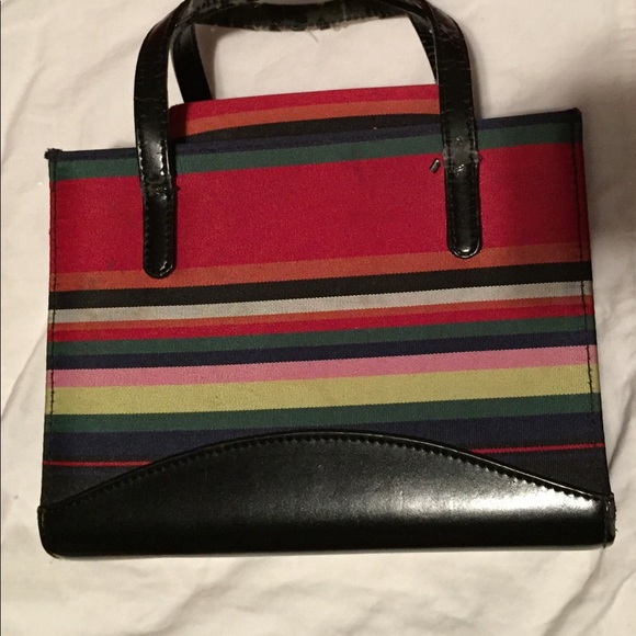 SOLD Cute Kate Spade striped canvas handbag - Picture 2 of 6